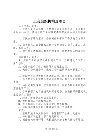 工会组织机构及职责要求