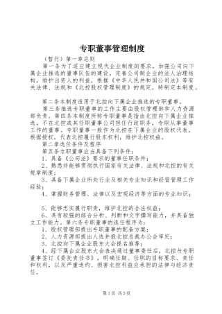 专职董事管理规章制度
