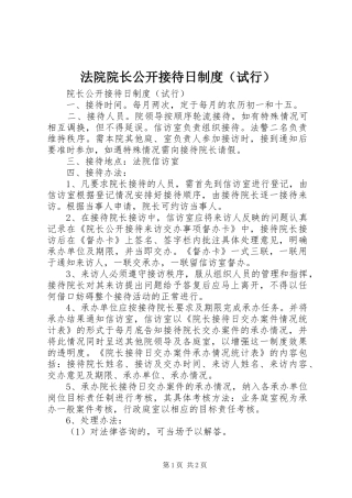 法院院长公开接待日规章制度（试行） 