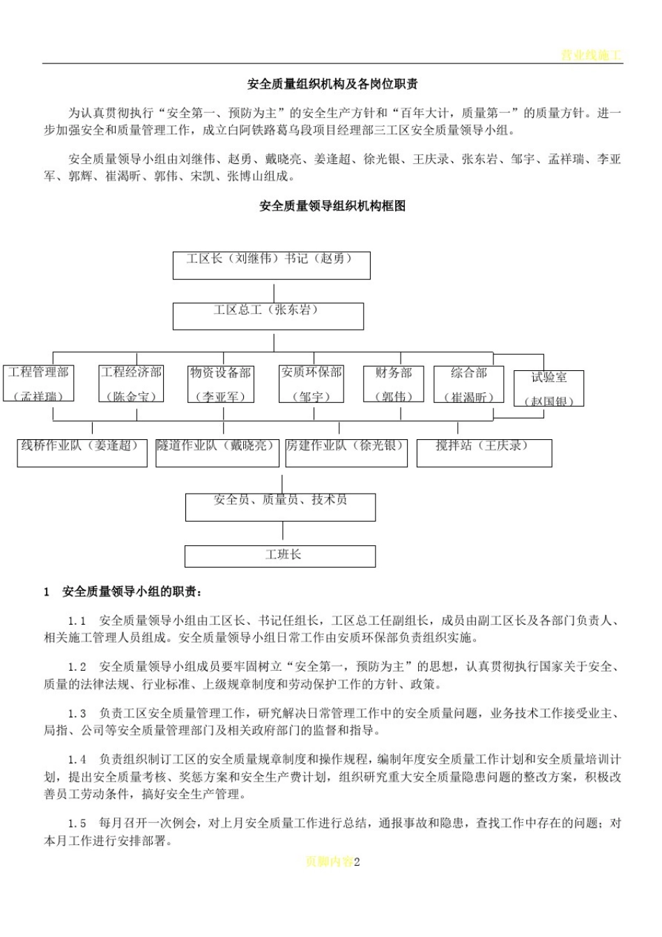 安全质量组织机构及各岗位职责_第2页