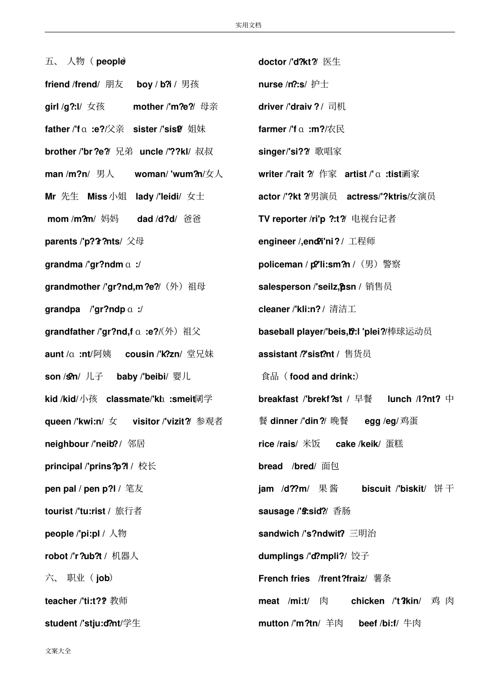 人教版小学英语单词大全(带音标)_第2页