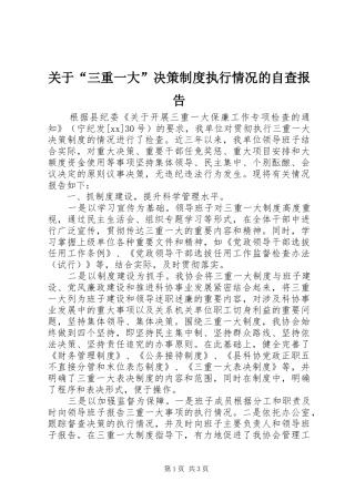 关于“三重一大”决策规章制度执行情况的自查报告