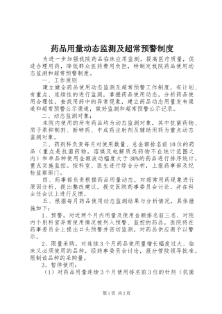 药品用量动态监测及超常预警规章制度 