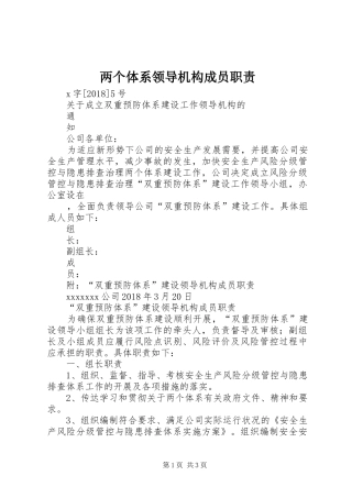 两个体系领导机构成员职责要求 