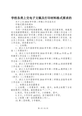 学校各类上交电子文稿及打印材料格式要求的 