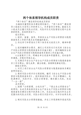 两个体系领导机构成员职责要求