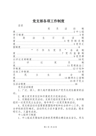 党支部各项工作规章制度