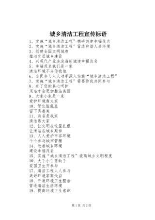 城乡清洁工程宣传标语集锦