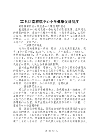县区南雅镇中心小学健康促进规章制度 