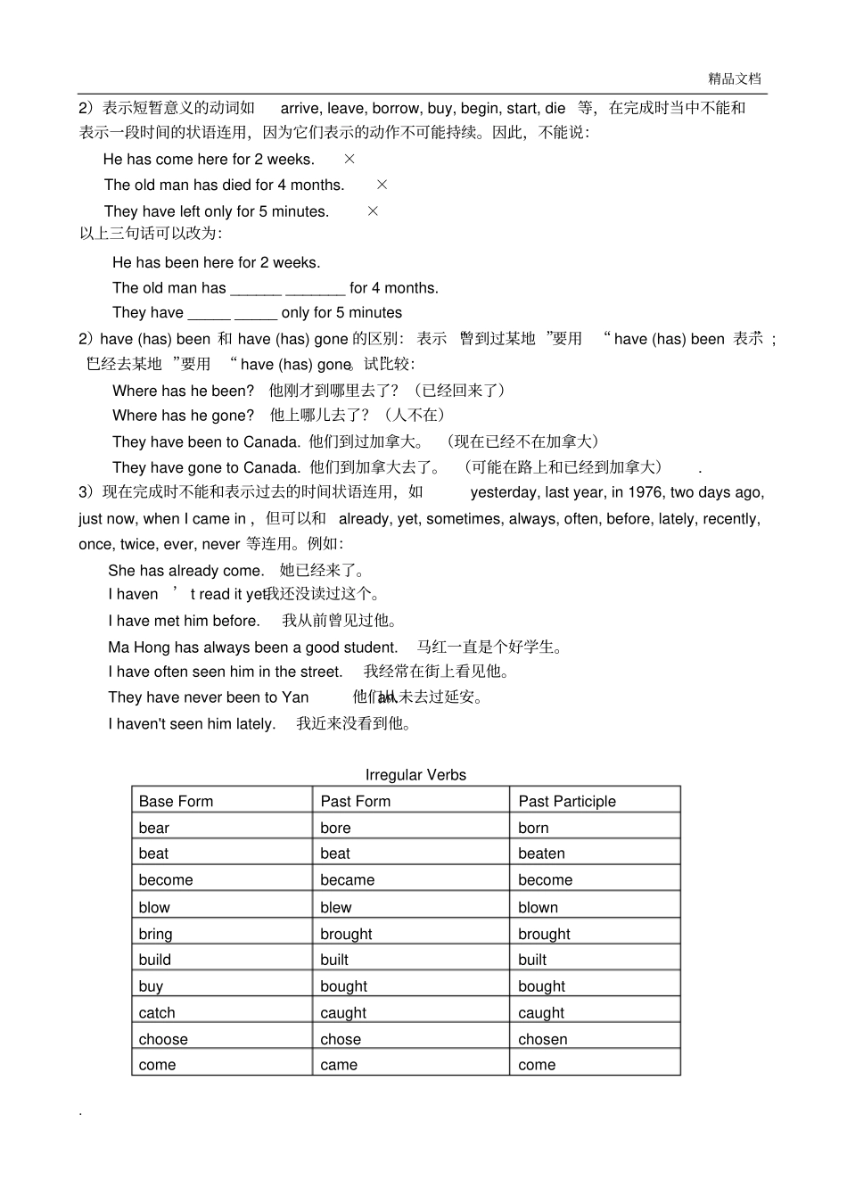 初中英语语法现在完成时练习题答案_第2页
