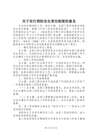 关于实行消防安全责任规章制度的意见