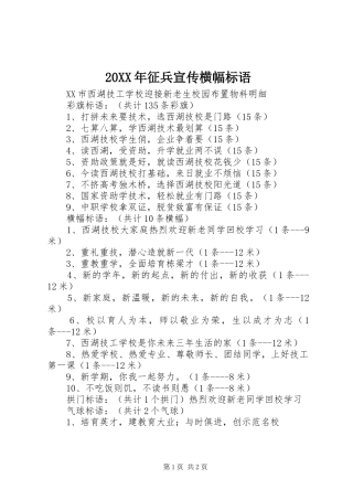 20XX年征兵宣传横幅标语大全(3)