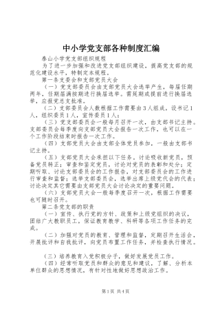 中小学党支部各种规章制度汇编