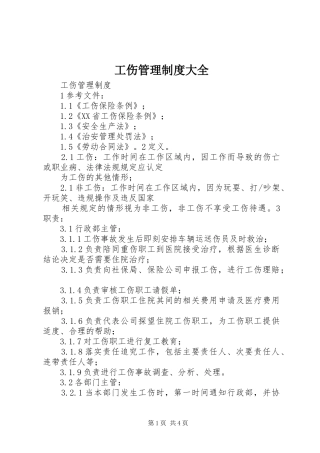 工伤管理规章制度大全 