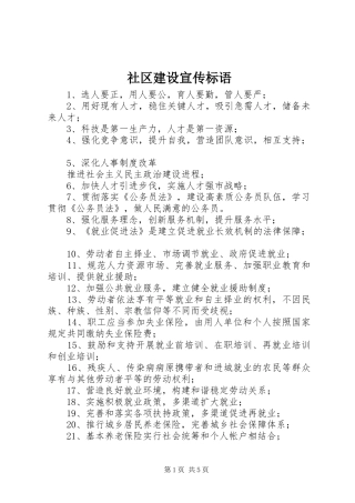 社区建设宣传标语大全