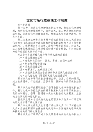 文化市场行政执法工作规章制度