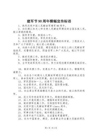 建军节90周年横幅宣传标语大全