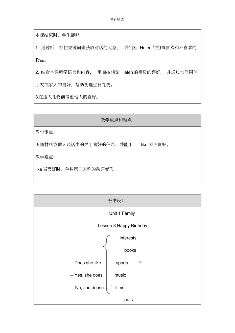 北师大版英语七年级上册Unit1Lesson3精品教案_第3页