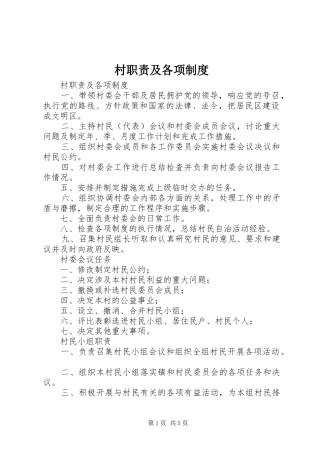 村职责要求及各项规章制度 