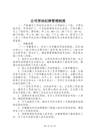 公司劳动纪律管理规章制度
