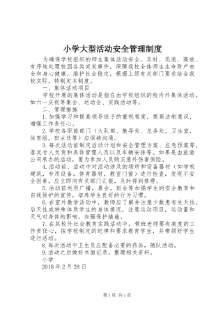 小学大型活动安全管理规章制度