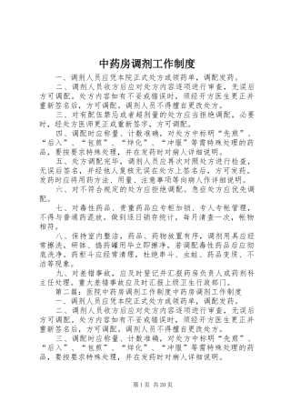 中药房调剂工作规章制度