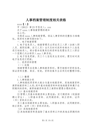 人事档案管理规章制度相关表格