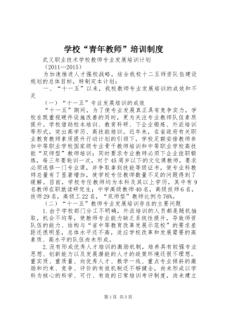 学校“青年教师”培训规章制度