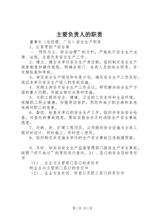 主要负责人的职责要求