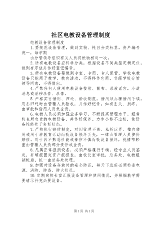 社区电教设备管理规章制度 