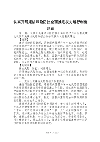 认真开展廉洁风险防控全面推进权力运行规章制度建设