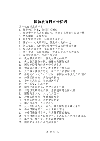 国防教育日宣传标语大全