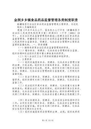 金洞乡乡镇食品药品监督管理各类规章制度职责要求 (2)