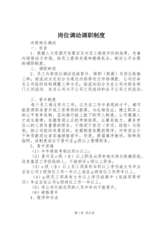岗位调动调职规章制度 