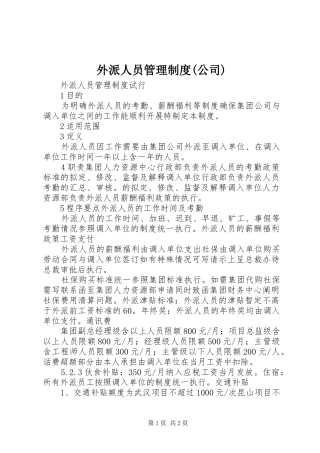外派人员管理规章制度(公司) 