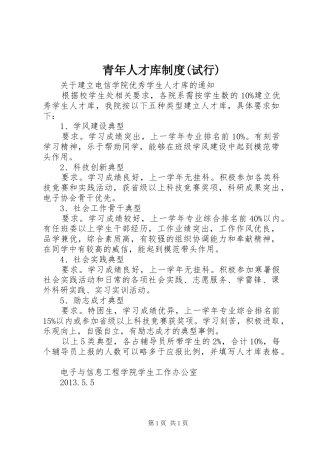 青年人才库规章制度(试行) 