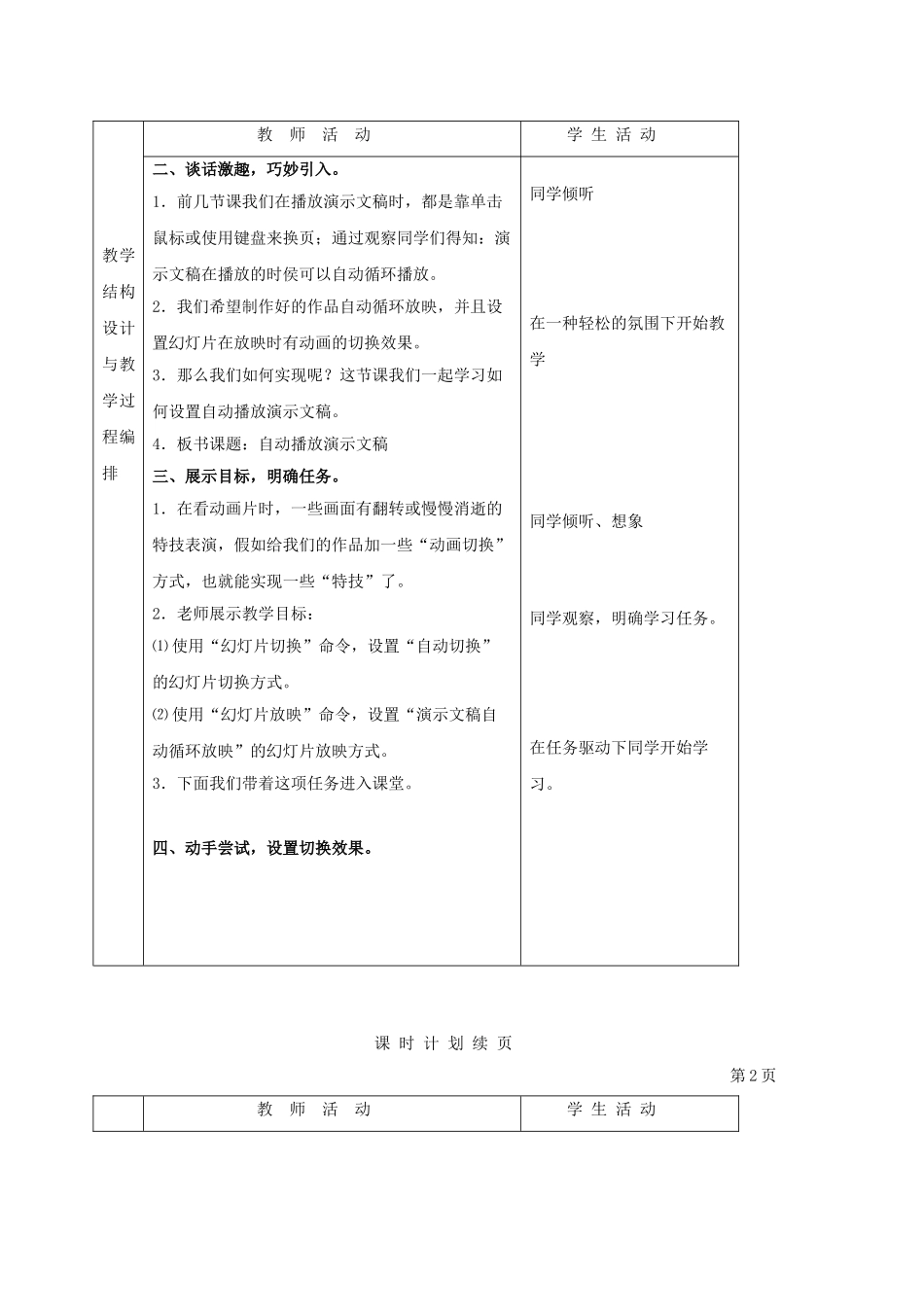 2024-2024年小学信息技术第二册-虚拟游览——自动播放演示文稿教案_第2页