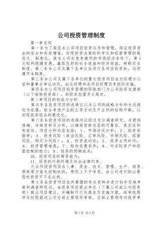 公司投资管理规章制度 (2)