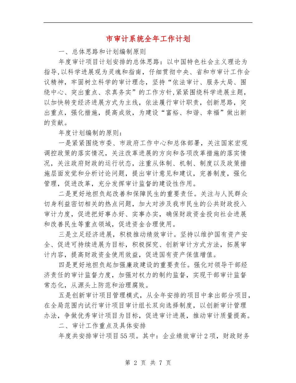 市审计系统全年工作计划_第2页