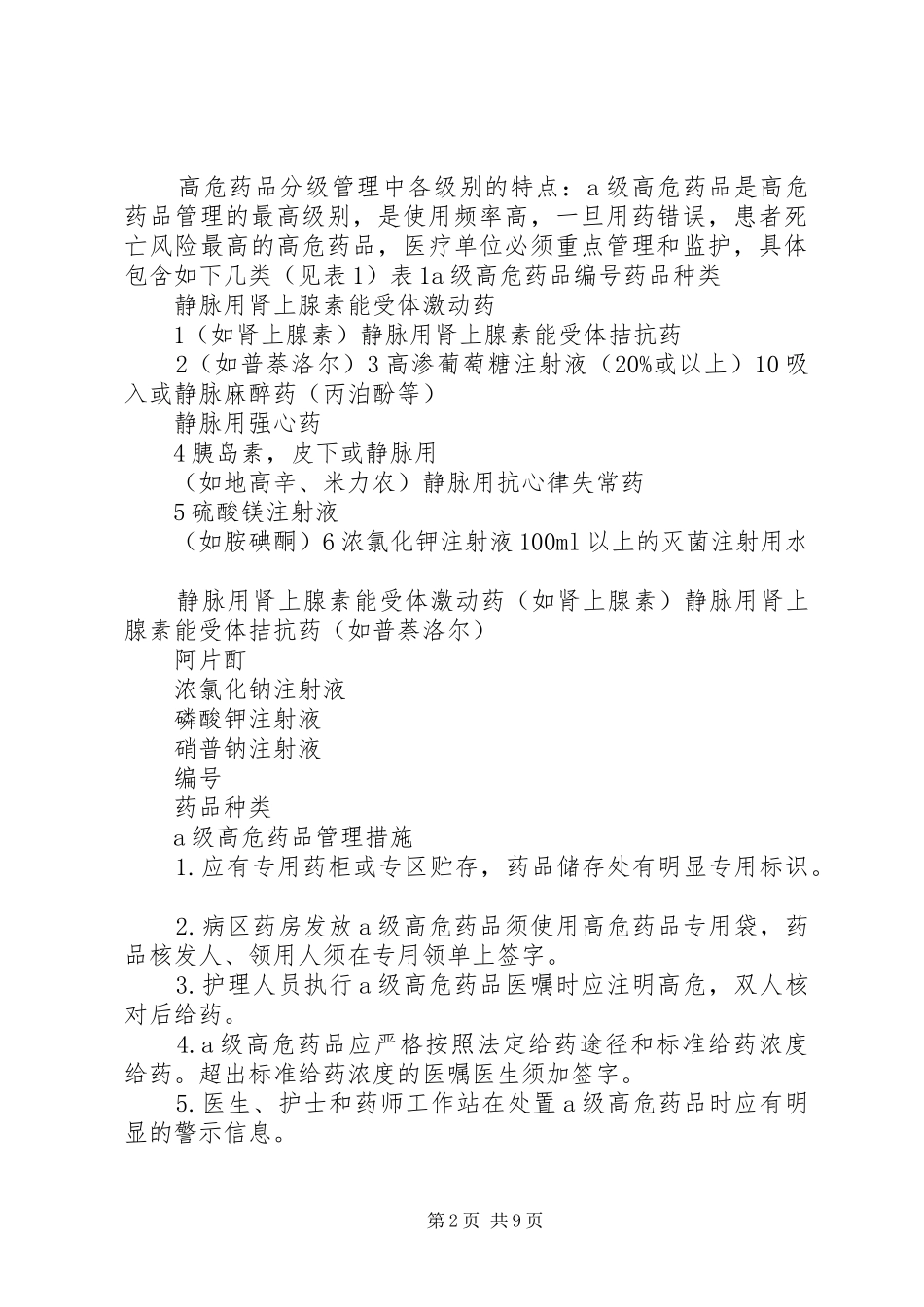 高危药品管理规章制度细则 (2)_第2页