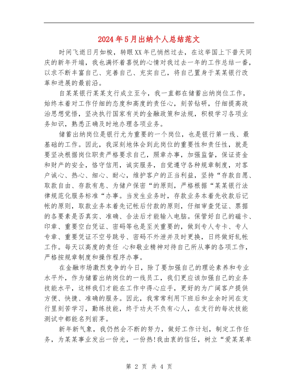 2024年5月出纳个人总结范文_第2页