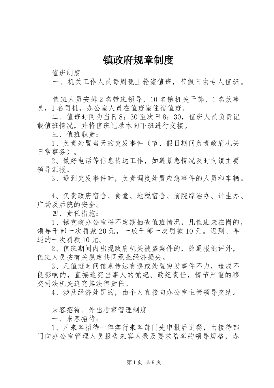 镇政府规章规章制度_第1页