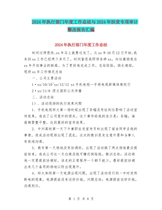 2024年执行部门年度工作总结与2024年扶贫专项审计整改报告汇编