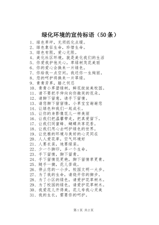 绿化环境的宣传标语集锦（50条）