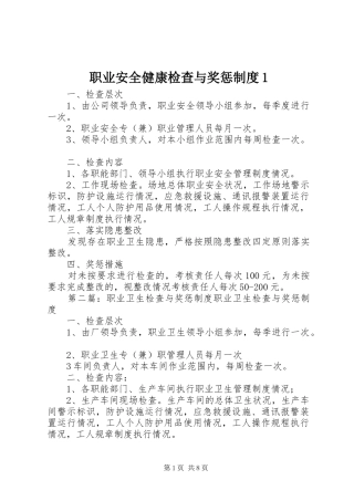 职业安全健康检查与奖惩规章制度1