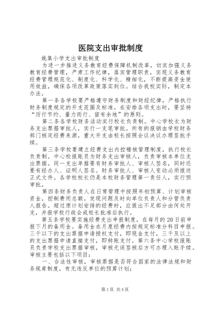 医院支出审批规章制度 