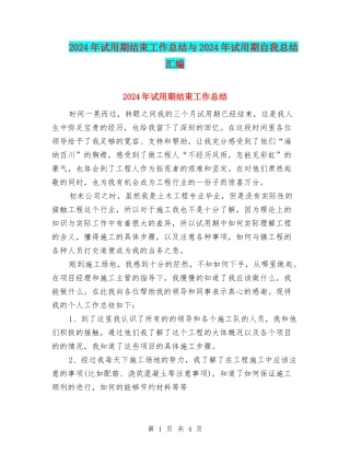 2024年试用期结束工作总结与2024年试用期自我总结汇编