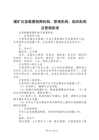 煤矿应急救援指挥机构、管理机构、组织机构及管理职责要求 (2)