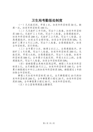 卫生局考勤惩处规章制度