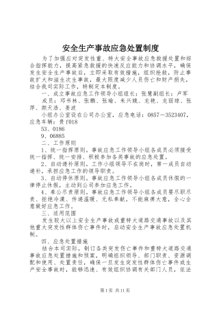 安全生产事故应急处置规章制度 